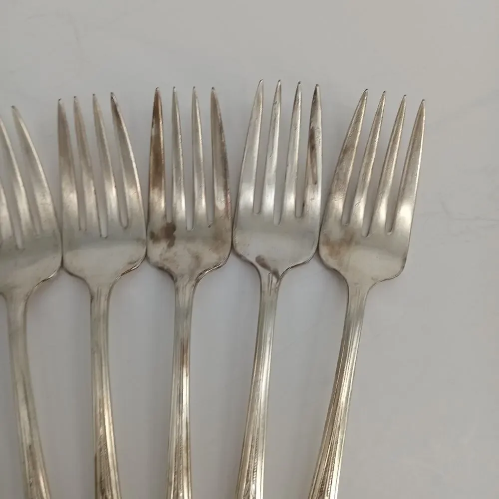 7X SF Wallace Silver Plate Silverplate 1937 SOUTHGATE Salad Forks